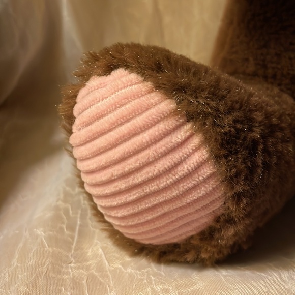 Brown stuffed bunny with pink ears, bow & feet 3 & up - Picture 2 of 13